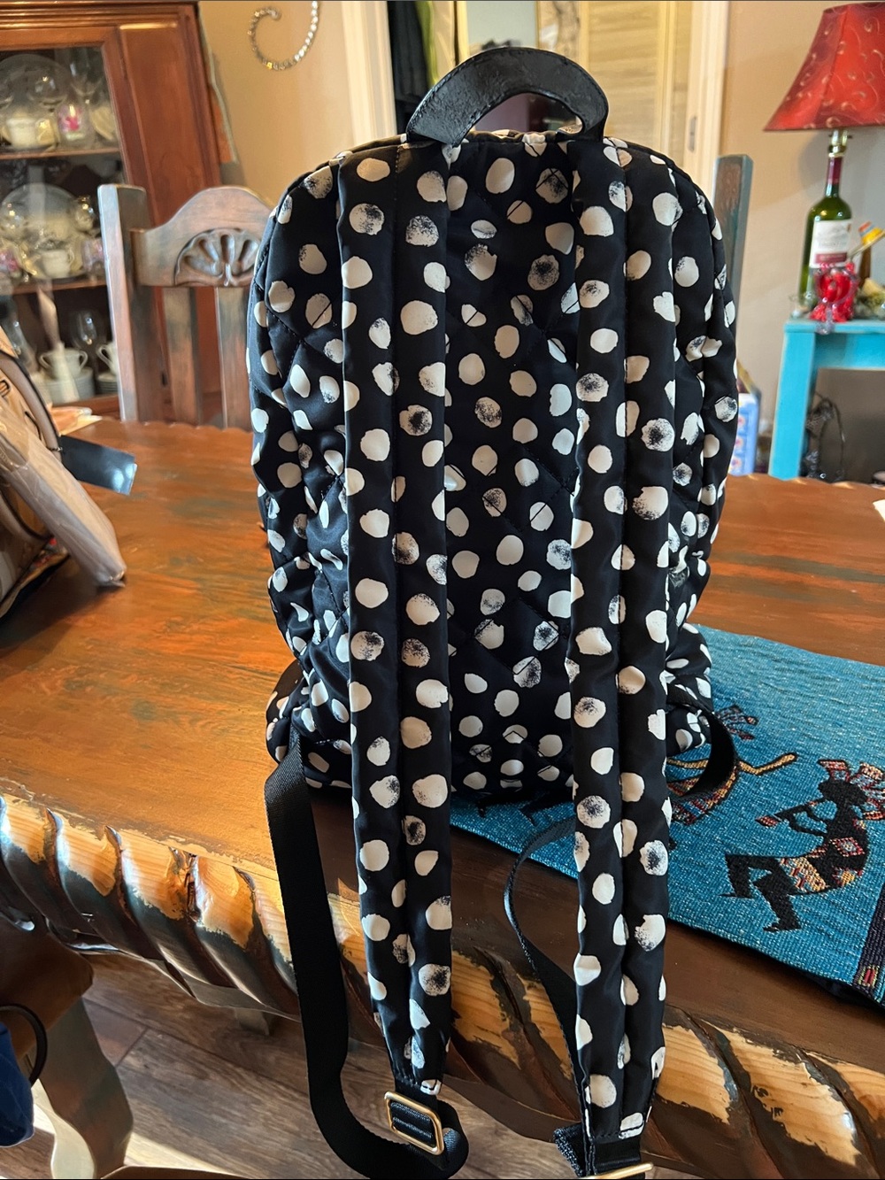 Marc by Marc Jacobs Black and White Polka Dot Quilted Backpack - Picture 3 of 6